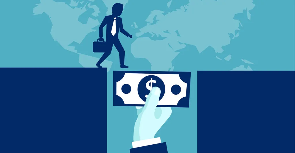 Businessman having money support